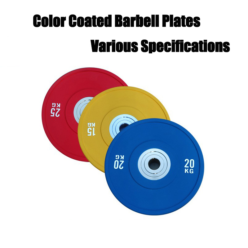 Color Coated Cast Iron Barbell Plates  Gym Strength Equipment Accessories